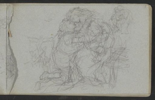 Man and woman embracing in historical costume