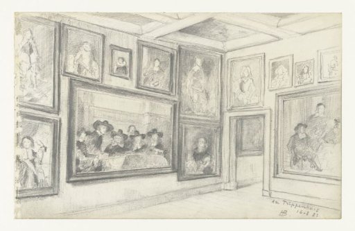 Hall in the Trippenhuis with paintings