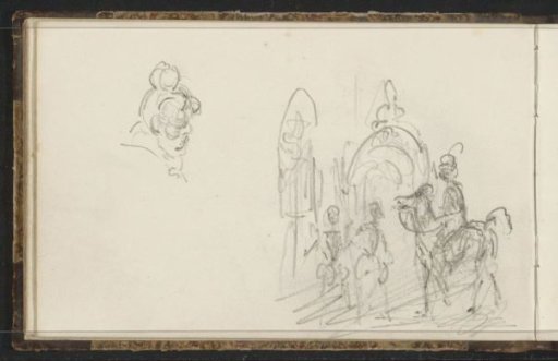 Horseman and Two Men at a Gate