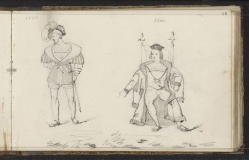 Two men in historical costume from the period 1500-1525
