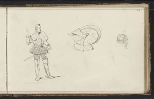 Man in armor, a helmet, and a head