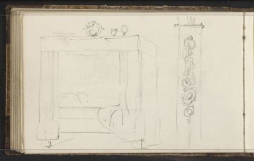 Canopy bed and a wall hanging