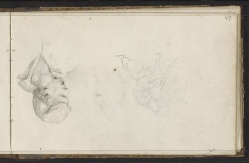 Head of a man and a seated man