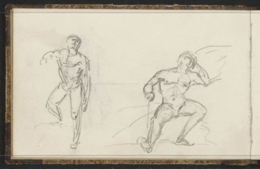 Standing and seated male nude