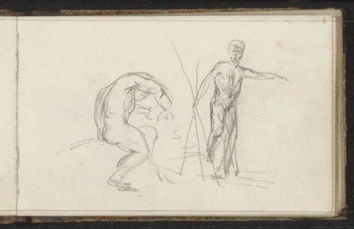 Standing and seated male nude