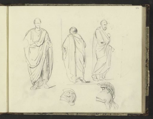 Men in togas and two helmets