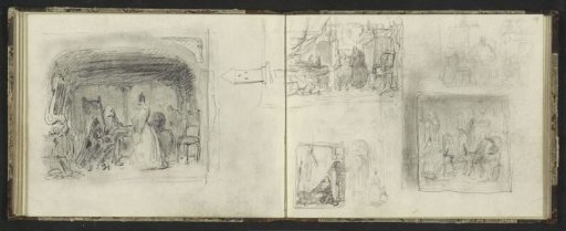 Interiors with figures