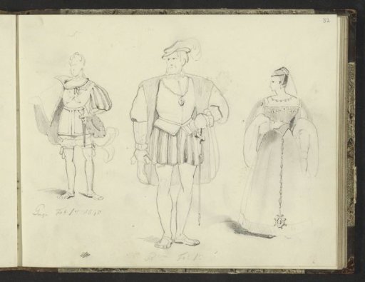 Page, man, and woman in sixteenth-century costume