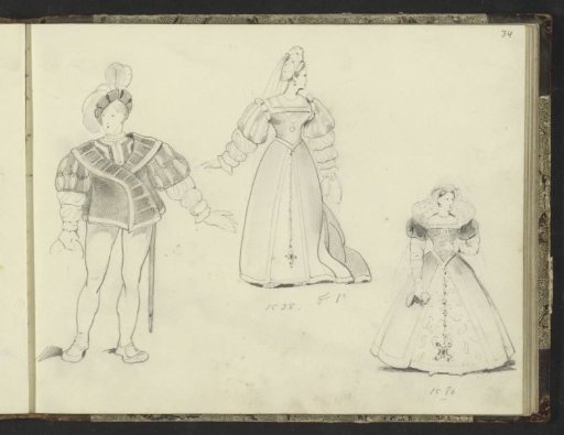 Man and women in costumes from the period 1535-1580