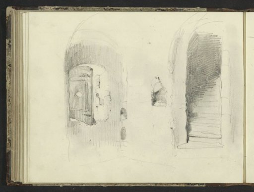 Arch with Staircase and a Passage with an Open Door