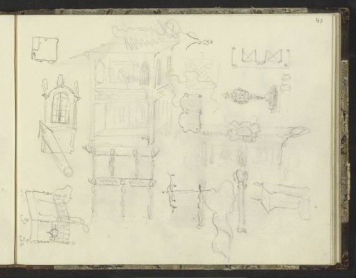 Study Sheet, Including Furniture, a Window, and Ornaments