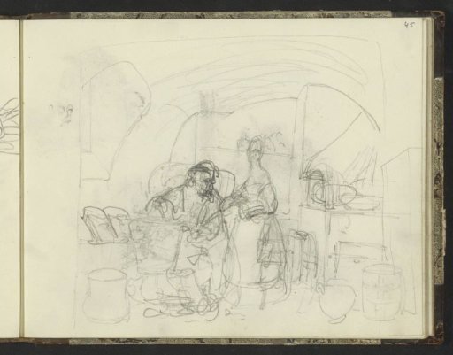 Interior with a Seated Man and Standing Woman