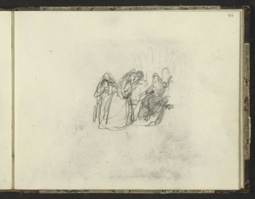 Two Figures Bending Forward at an Angel
