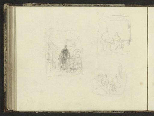 Composition studies with figures in interiors