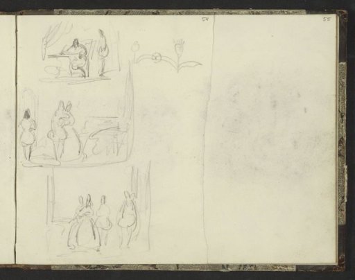 Composition studies with interiors and an ornament