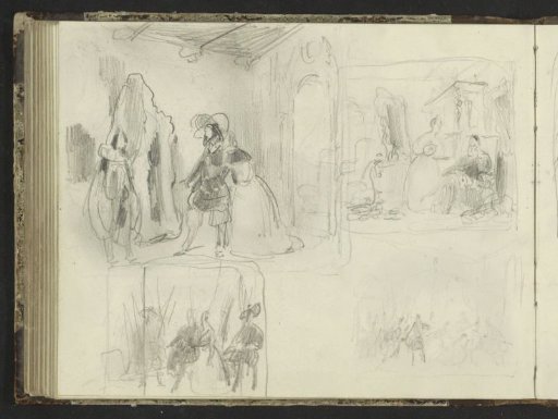 Interiors with figures