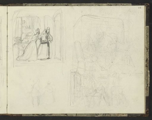 Composition studies with interiors with figures