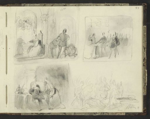 Interiors with figures