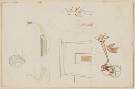 Study Sheet, Including a Gondola and a Head of Pharaoh Seti I