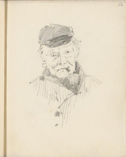Man Smoking a Pipe with a Cap