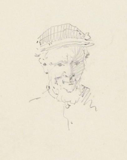 Head of a man with a cap and beard