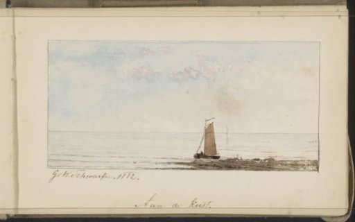 Sailing ship before a coast