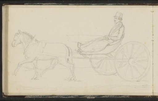 Man in an open horse-drawn carriage