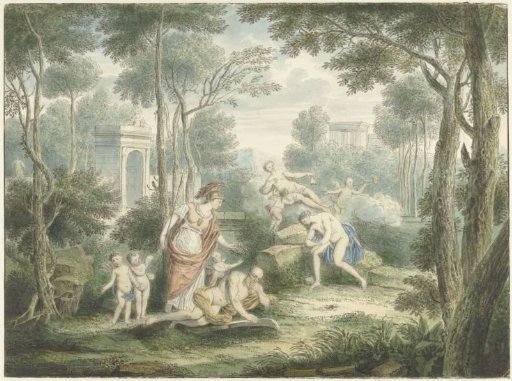Arcadian Landscape with Athena Crowning an Old Man and Venus and Adonis