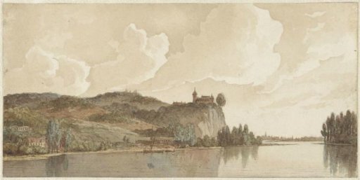 River landscape with Chokier on the Meuse