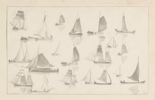 Sketch sheet with sailing vessels