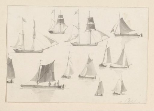 Sketch sheet with sailing vessels