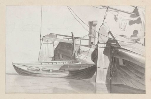Moored ships with boats