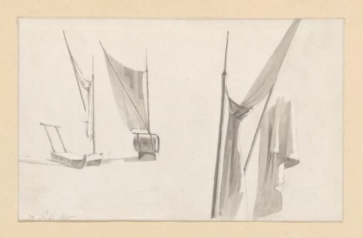 Sketches of a sled and sails