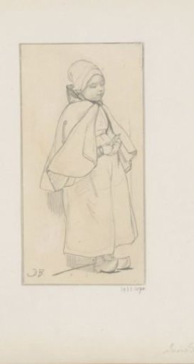 Standing girl in wooden shoes