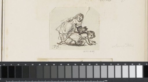 Two girls playing with a cat