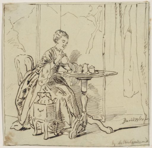 Seated woman at tea