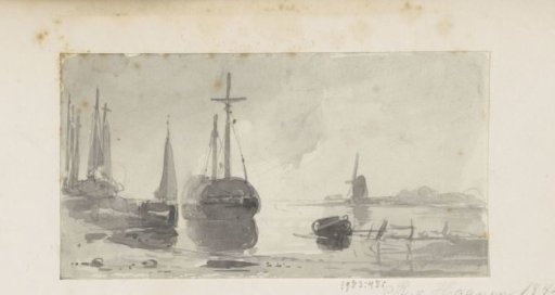 River landscape with sailing boats
