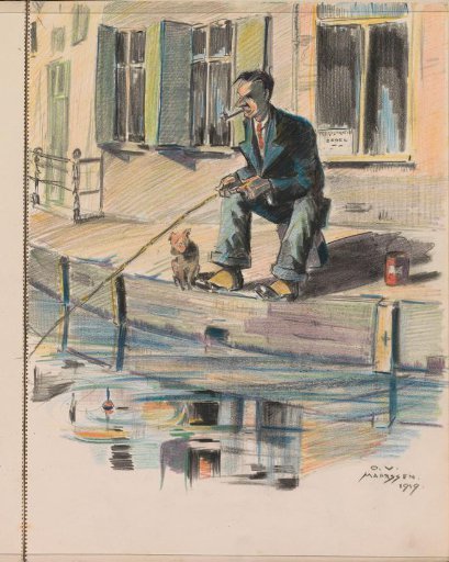 Fisherman on a canal in Maarssen