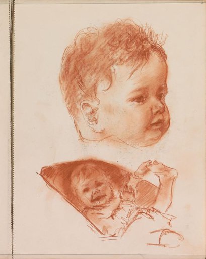 Laughing Child in a Cradle and a Child's Head