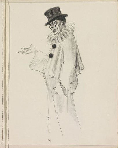 Pierrot with an outstretched hand