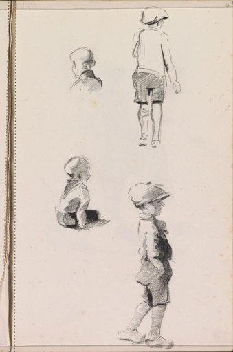 Boy in Clogs and a Sitting Toddler