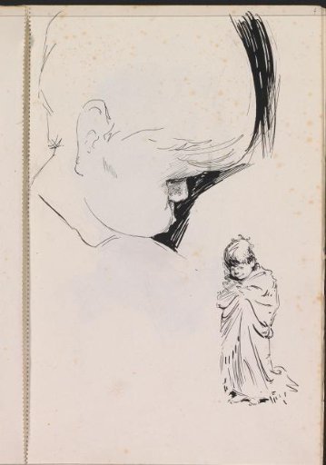 Boy Wrapped in a Blanket and a Child's Head