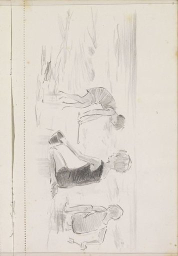 Three playing children at the water's edge