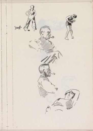 Figure studies, including a man with a pipe