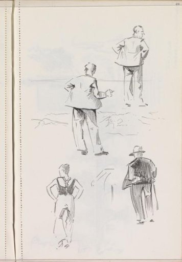 Standing men, possibly on a beach