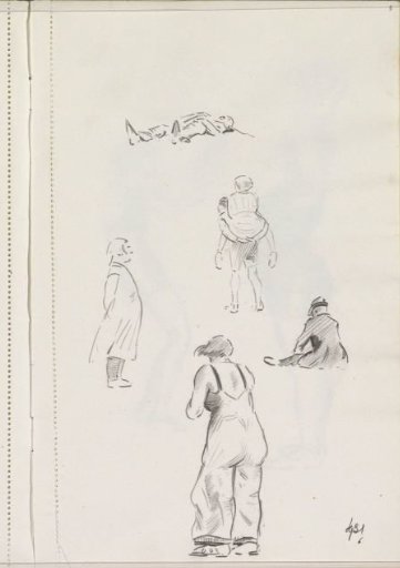 Reclining, standing, walking and sitting figures