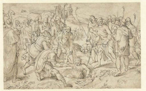 Joseph being drawn from the pit by his brothers