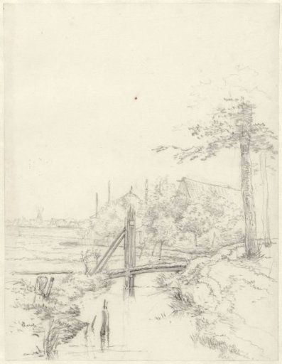 Bridge over a ditch near a farm