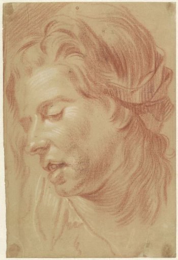 Head of a woman with half-open mouth