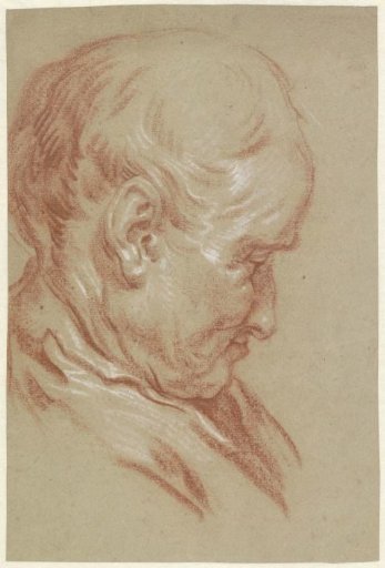 Head of an old man, in profile to the right